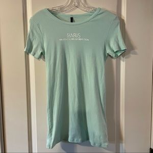 PARIS United Colors Of Benetton Aqua Short Sleeved Top JuniorsMisses XS/S